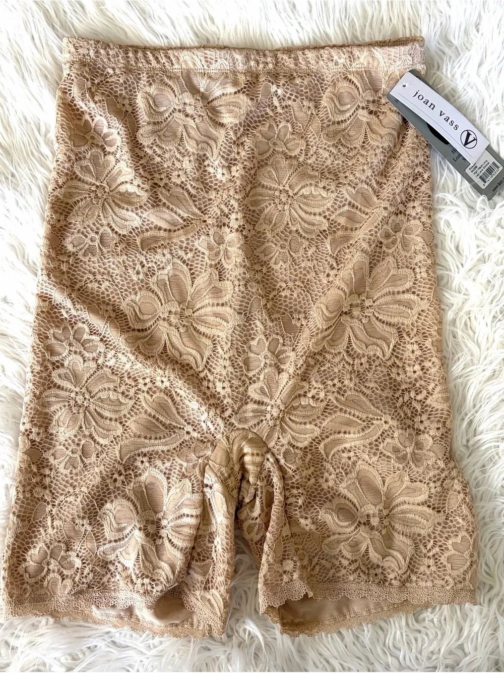 NWT Joan Vass Nude Firm Control All-Over Lace Shaper Shorts XXL